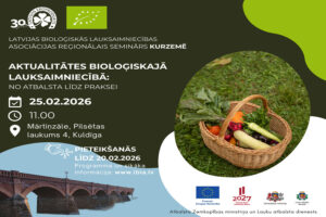 LBLA aicina uz semināru Kuldīgā “Aktualitātes bioloģiskajā lauksaimniecībā: no atbalsta līdz praksei”