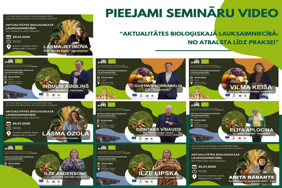 Pieejami semināru “Aktualitātes bioloģiskajā lauksaimniecībā: no atbalsta līdz praksei” video ieraksti